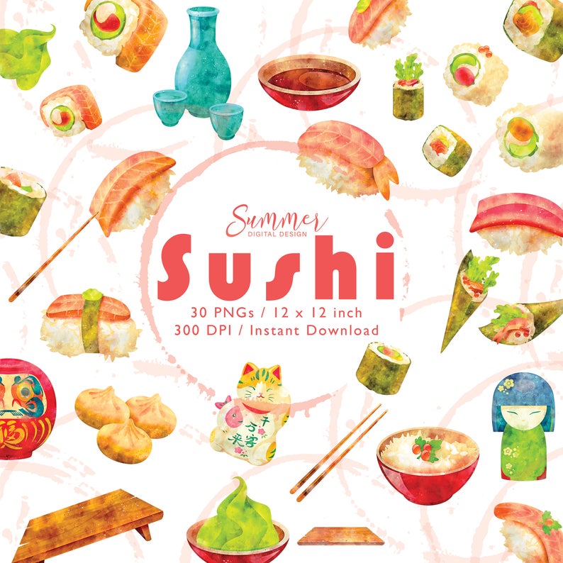 Sushi Watercolor Clip Art, Japan Cute Healthy Food Digital Elements, Clipart Bundle, Watercolor Food Clipart, Sushi Clipart Japanese Clipart
Price:EUR 7.51

Original Price:EUR 8.63

In stock

You save EUR 1.33 (15%)

VAT Included